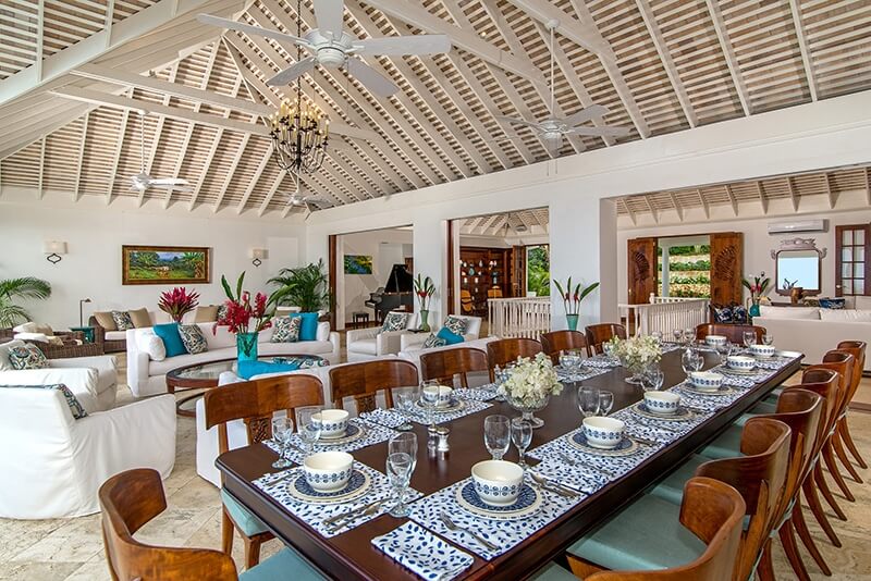 Villa Amana large dining table laid out