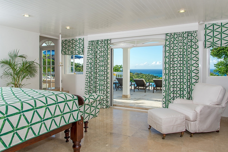 Villa Amana bedroom overlooking the Caribbean Sea