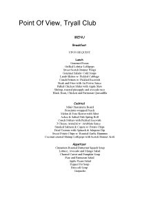 Point Of View Villa Menu Page 1