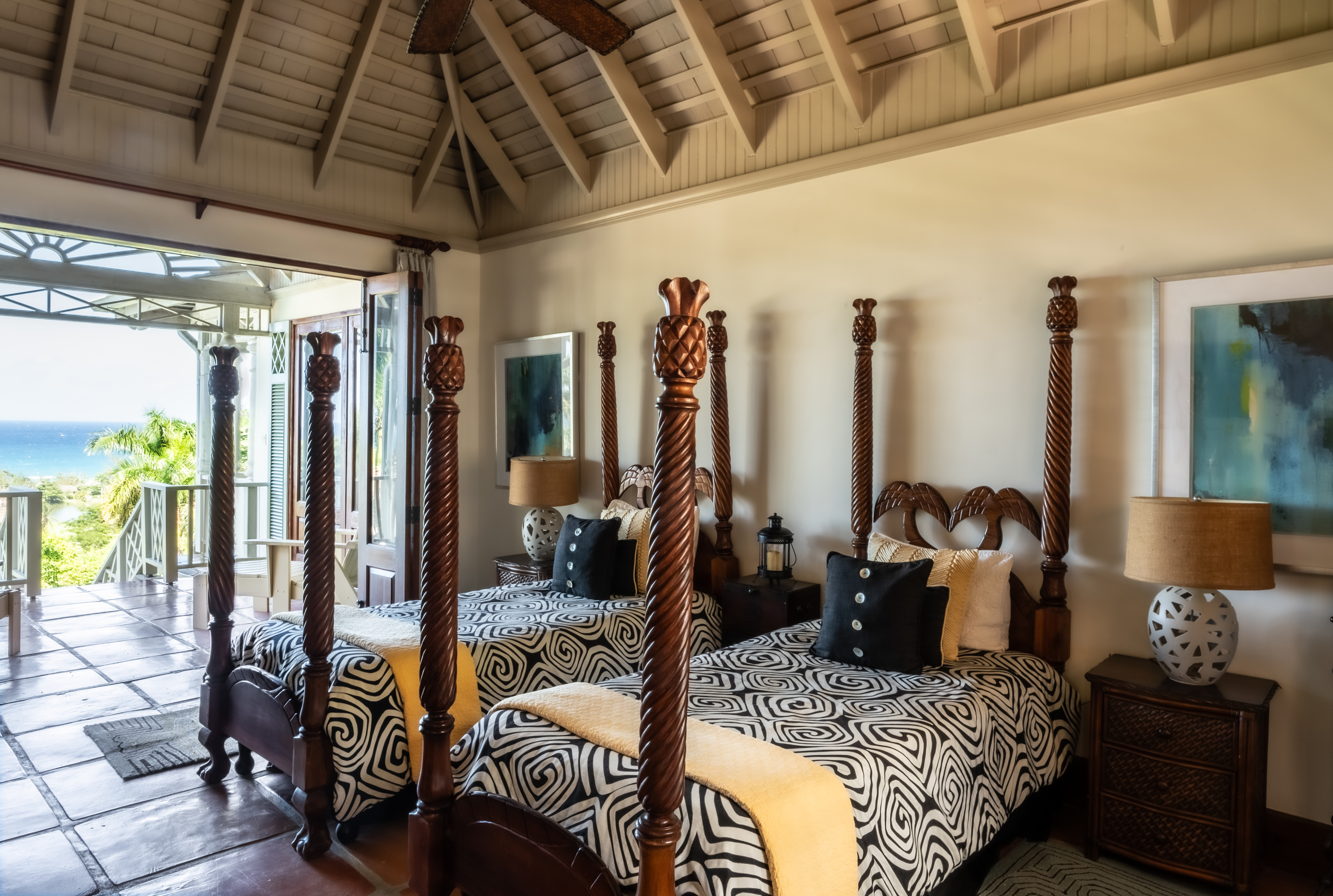 Pineapple House bedroom with two beds