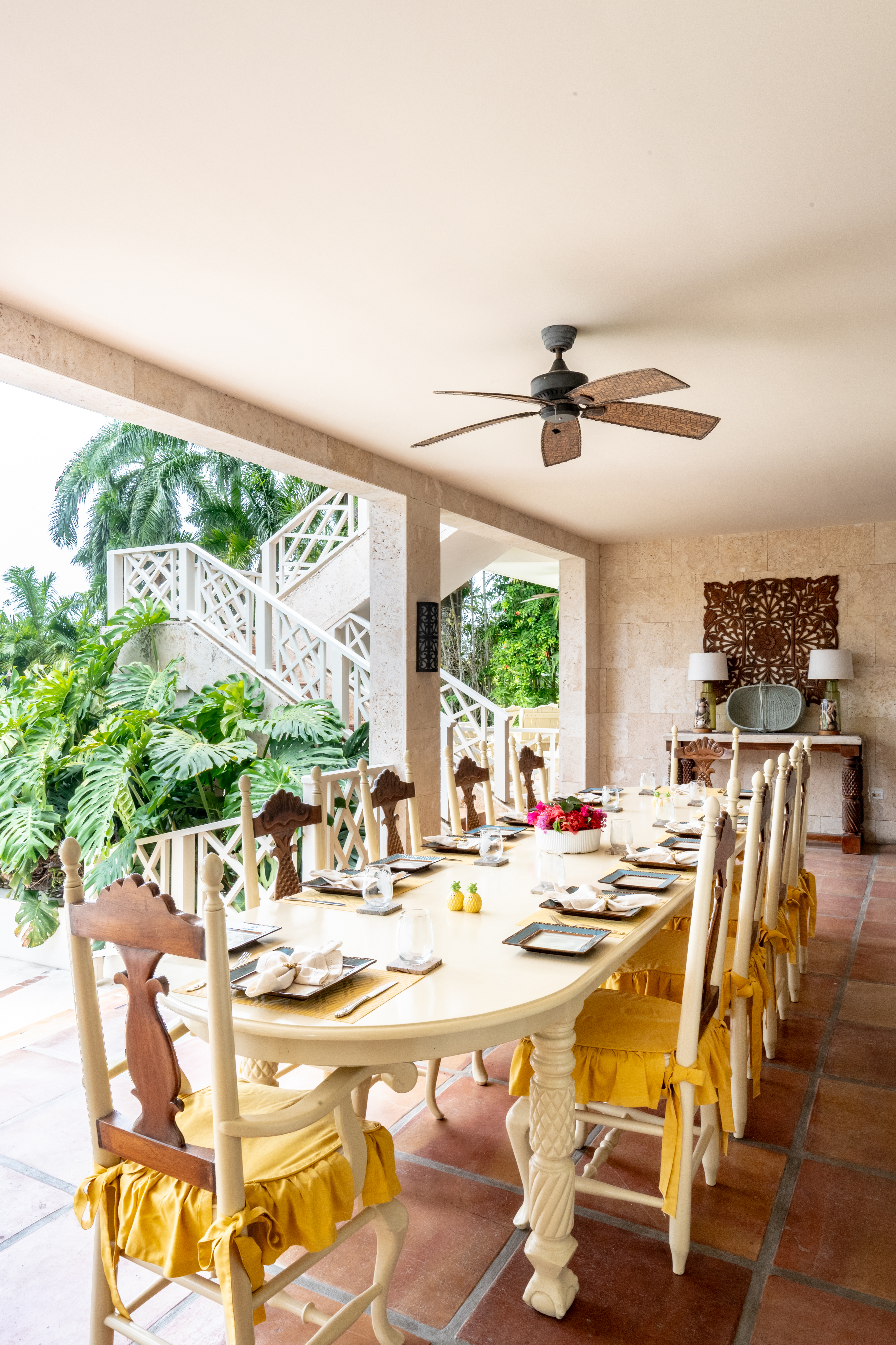 Pineapple House dining table laid out