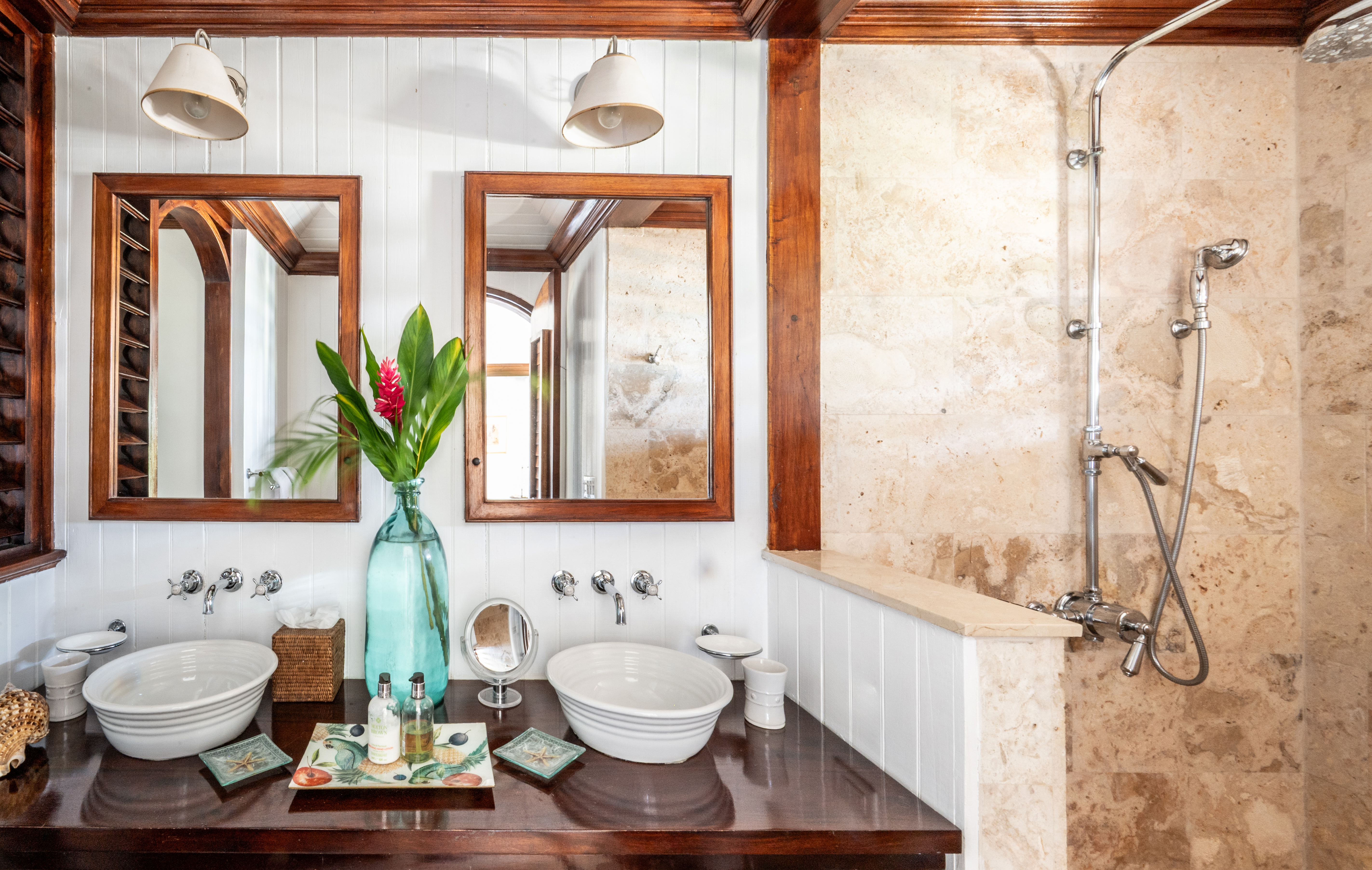 Point of View villa wash basins and shower
