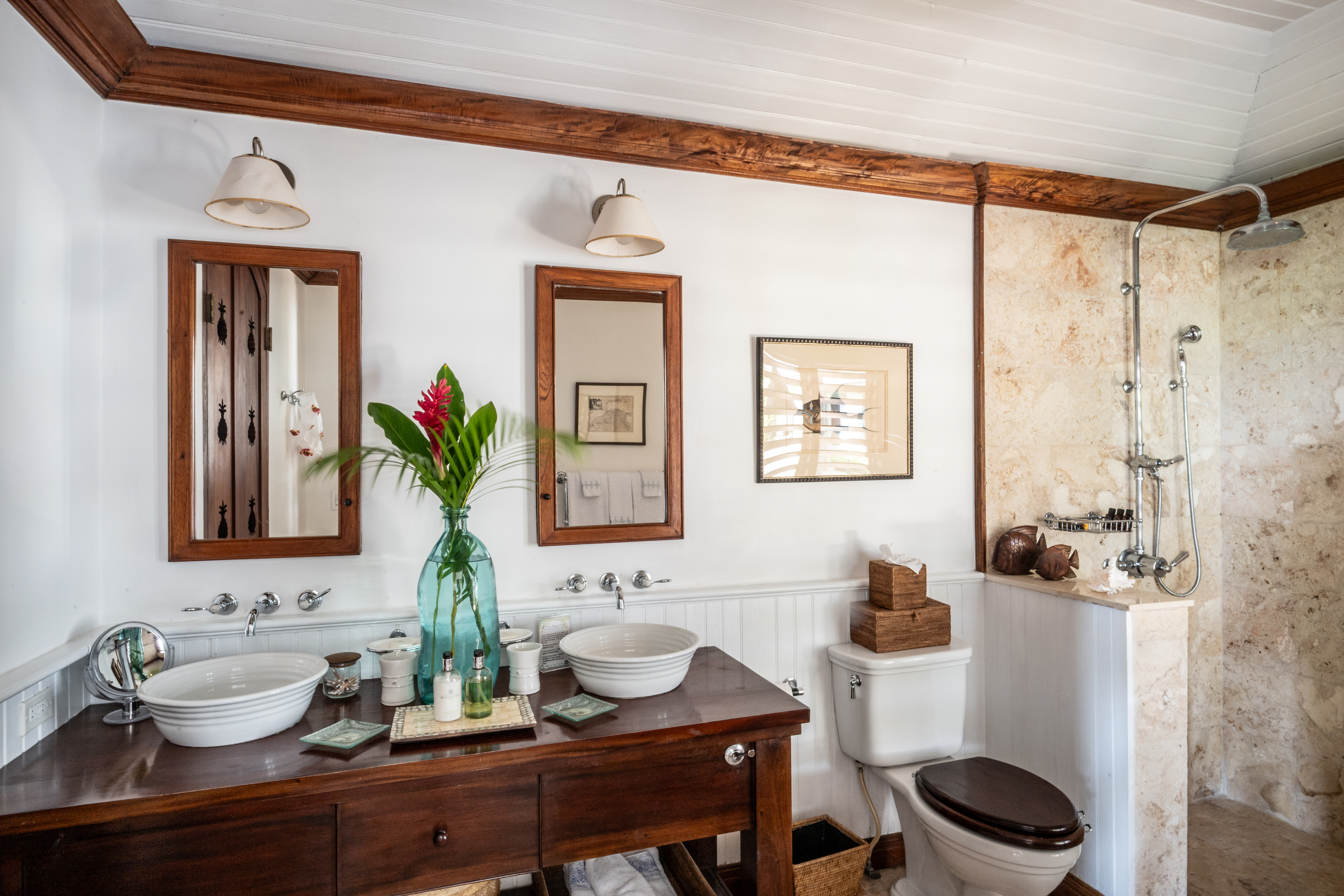 Point of View villa wash basins, toilet and shower