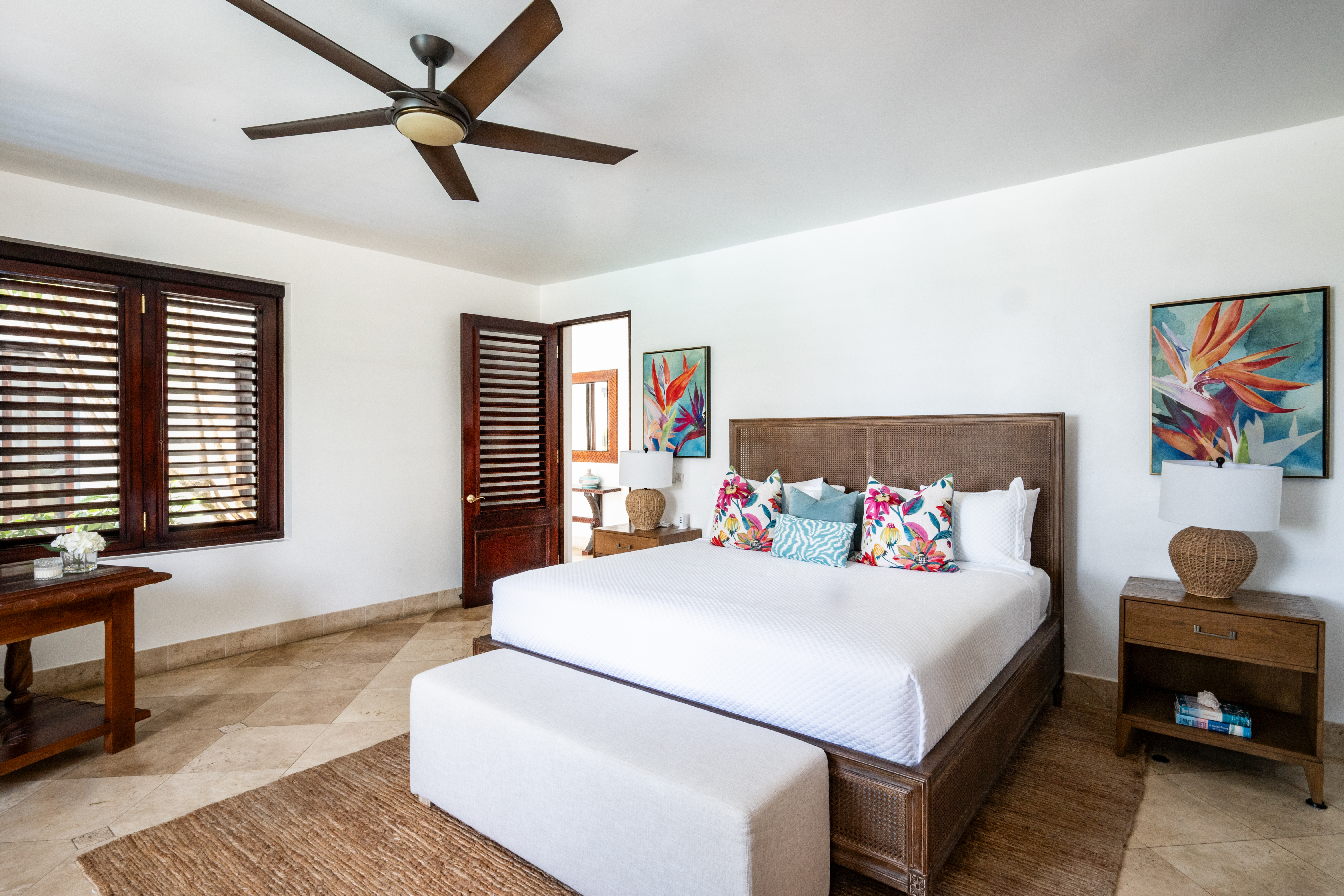 Trinity Villa double bedroom with foot stool