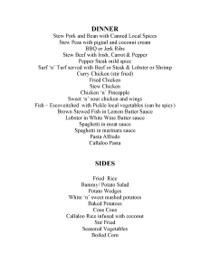 Villa Amana Dinner & Sides menu 2