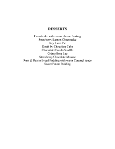 Villa Amana Desserts Menu