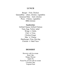 Villa Amana Lunch & Dessert Menu